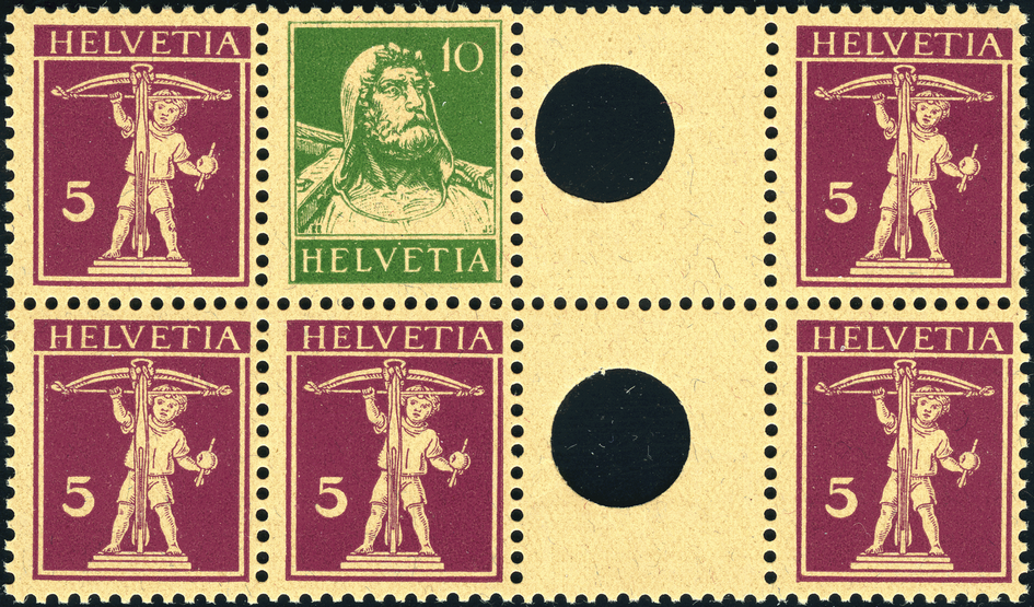 10+5 Rp. grün und rotlila, 5+5 Rp. rotlila