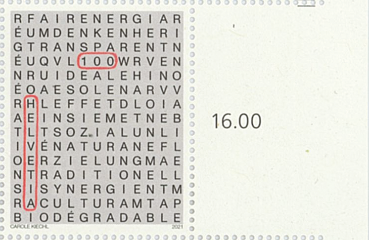 100 Rp. Nachhaltigkeit, "überbreiter Bogenrand"waagrecht