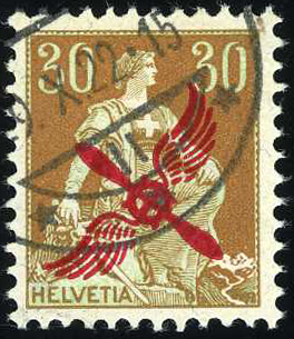 30 Rp. Helvetia mit Schwert, hellbraun-grün