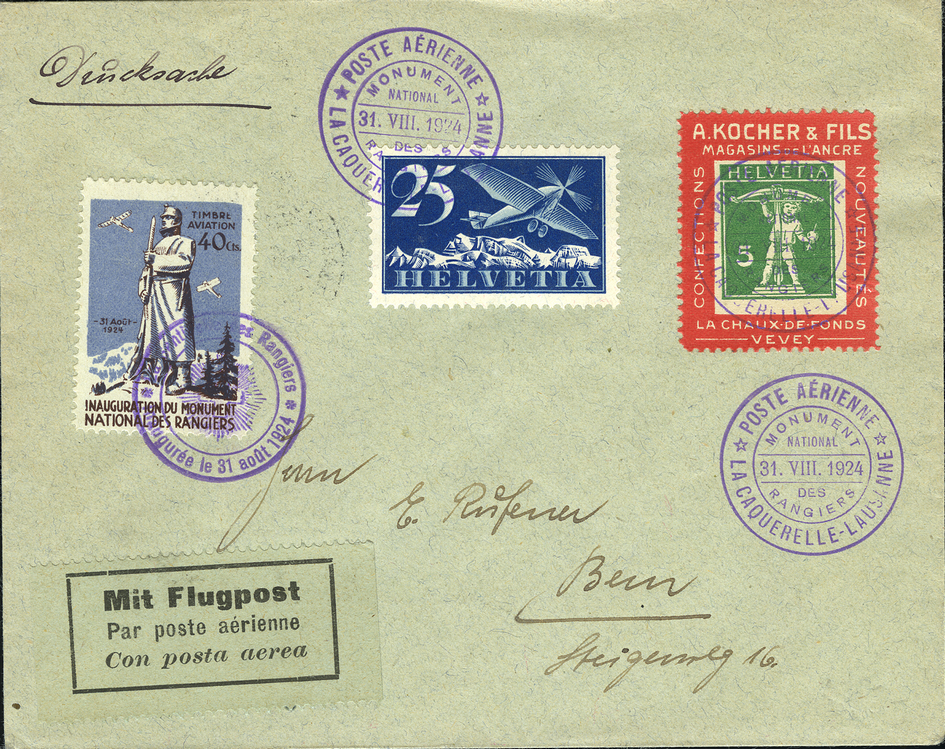 1924, Les Rangiers, 40 Rp. blau-braun