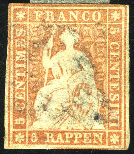 5 Rp. braunorange, Münchner Druck, 1. Druckperiode