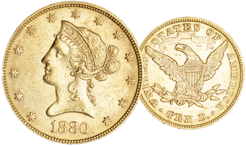 1880, 10 USD "Liberty Head"