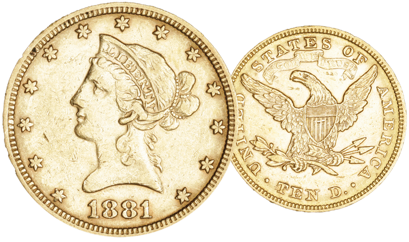 1881, 10 USD "Liberty Head"