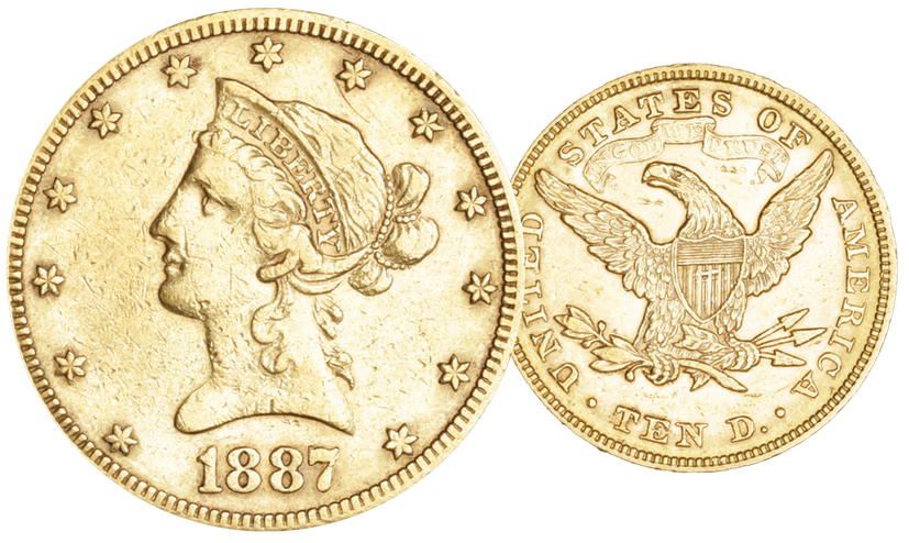 1887, 10 USD &quot;Liberty Head&quot;, Gold Au (0.900), 16.71 g schwer