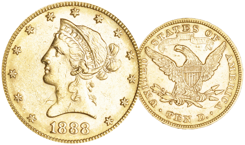 1888, 10 USD &quot;Liberty Head&quot;, Gold Au (0.900), 16.71 g schwer