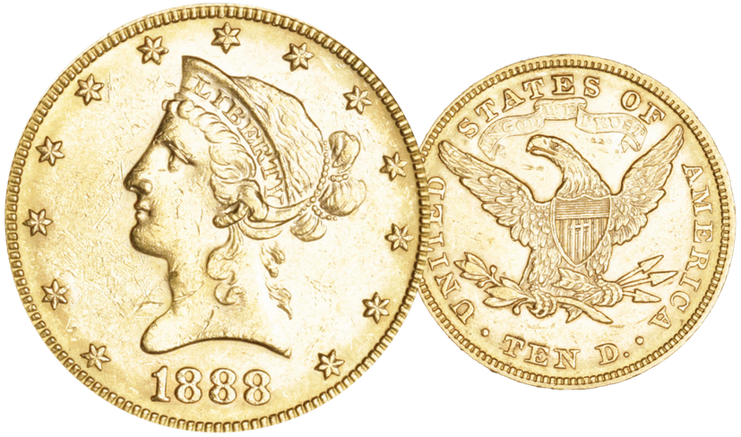 1888, 10 USD "Liberty Head"