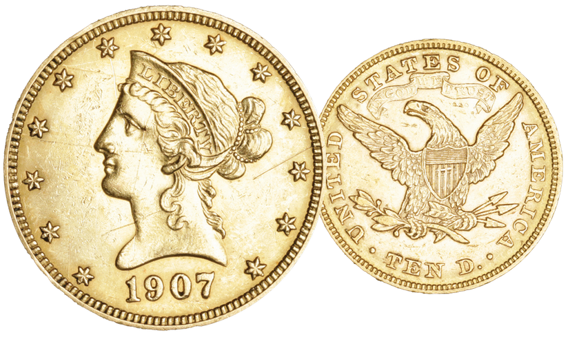 1907, 10 USD "Liberty Head"