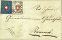 1850, Mischfrankatur Ortspost mit KE und Rayon I ohne KE