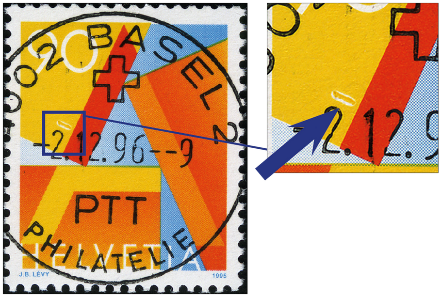 90 Rp. A-Post-Marke, Putzer links vom A