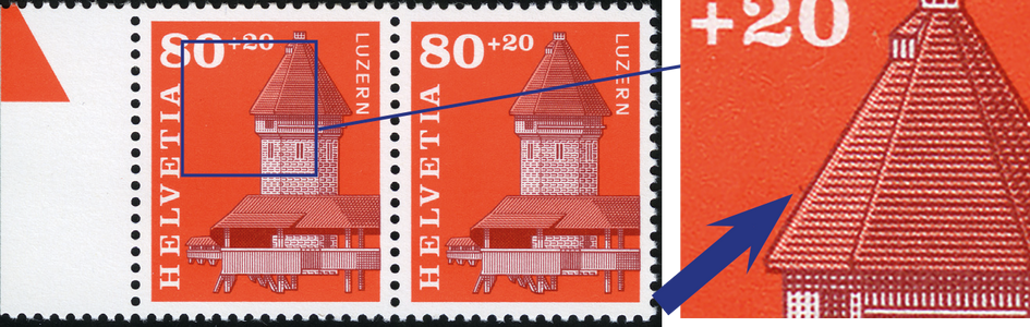 1993, Zugunsten der Kapellbrücke in Luzern, Fleck an der Dachkante