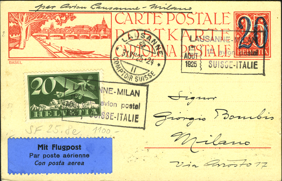 1925, Versuchsflug Lausanne-Mailand