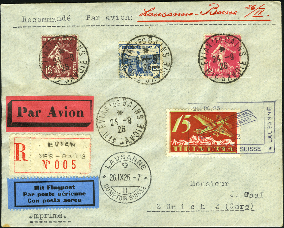 1926, Flugpost zum Abschluss des Comptoir Suisse Lausanne