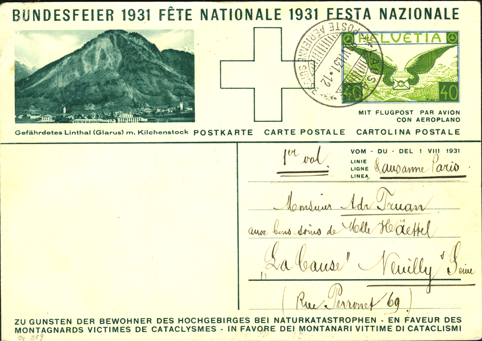 1931, Erstflug Lausanne-Paris