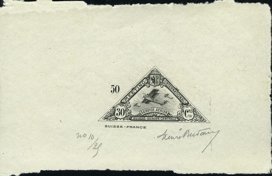 1925 Internationales Flugmeeting Genf, OK - Vignette 30 Rp. schwarz auf Büttenpapier