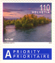 110 Rp. Aare BE, "Starke Druckverschiebung, sog. Aare im Abendrot"