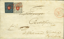 1851, Post Locale mit KE, Type 24 und Rayon I dunkelblau, Type 36