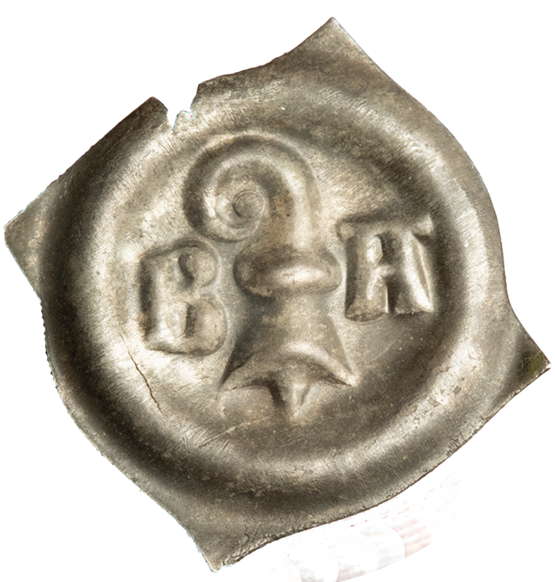 o. J. (nach 1373), Vierzipfliger Pfennig erste Münze von Basel-Stadt
