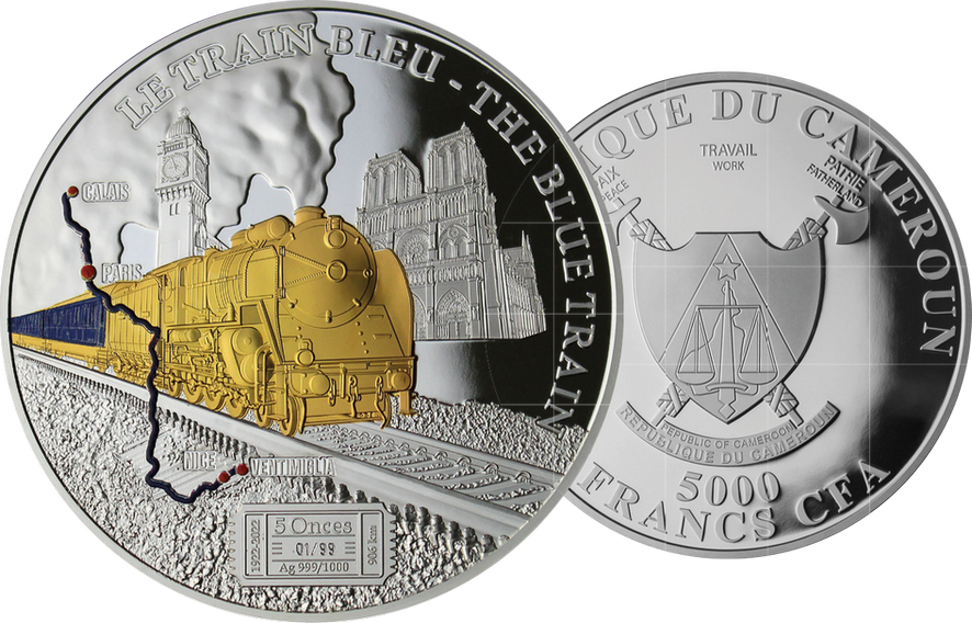 5 Unzen-Silber-Gedenkprägung "Le Train Bleu"