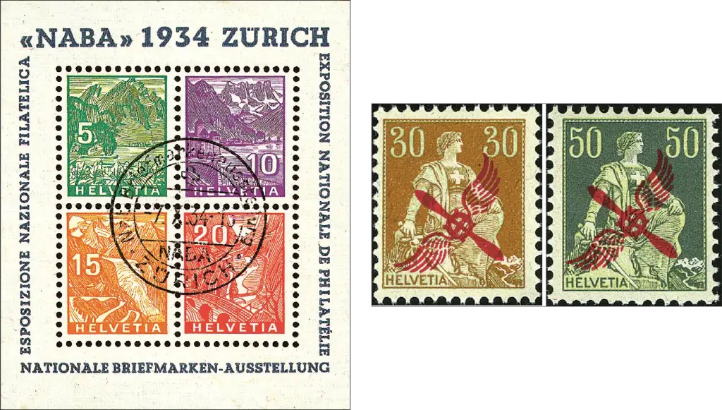 1910/20, Flugpost-Erstausgaben und 1934, NABA-Block