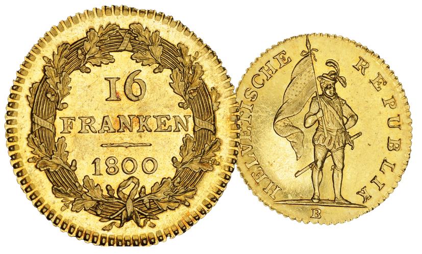 1800, 16 Franken Duplone Helvetische Republik
