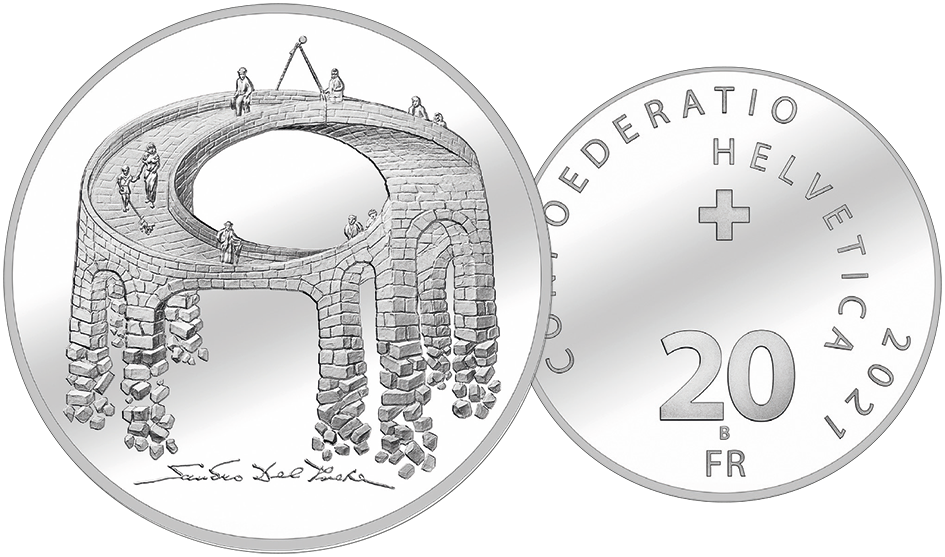 2021, 20 Fr. Gedenkmünze &quot;Illusion-Viadukt&quot;