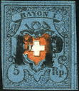5 Rp. schwarz-karmin-dunkelblau, Type 18