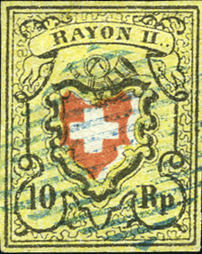 10 Rp. schwarz-rot-gelb, Type 18, Stein E (LU)