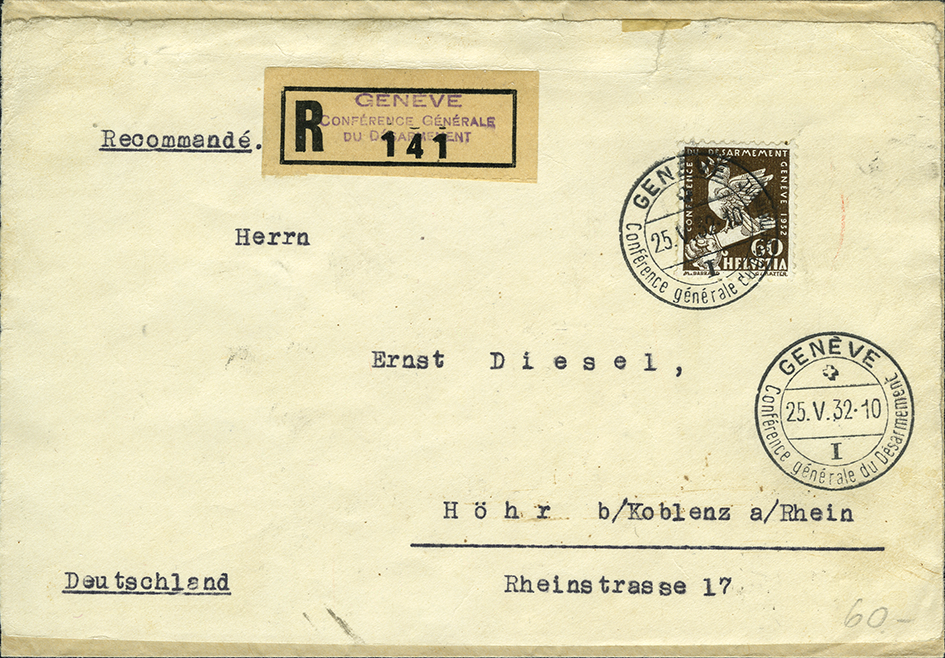 1932, 60 Rp. Abrüstung, Einzelfrankatur