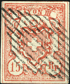 15 Rp. fahlrot, Type 4 Stein ORII