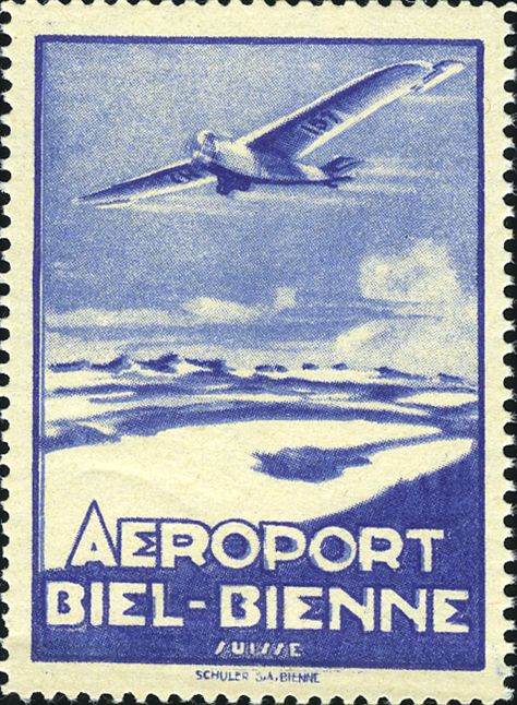 1928, Aéroport BIEL-Bienne, Vignette blau