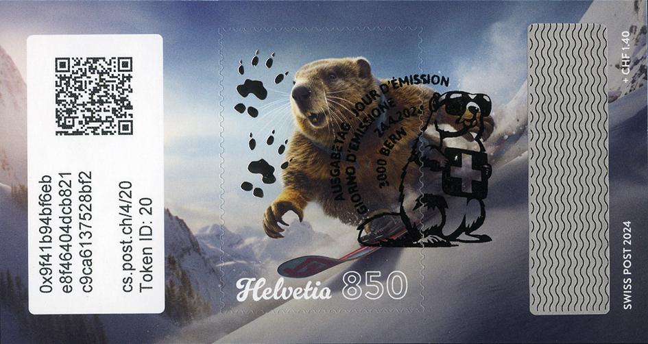 2024, Crypto Stamp "Snowboard"
