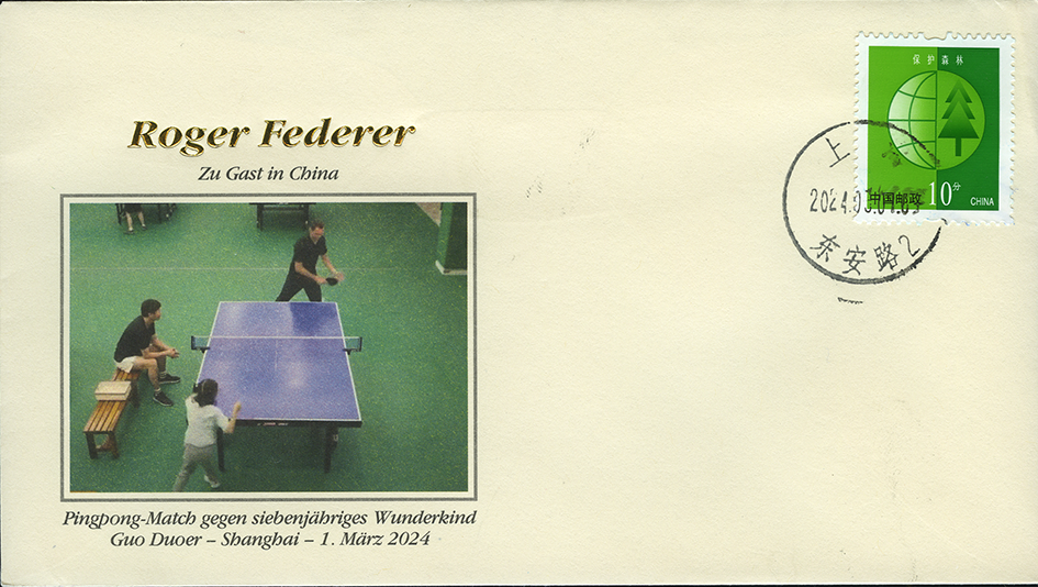 2024, Roger Federer - Pingpong-Duell mit einer 7-jährigen in Shanghai