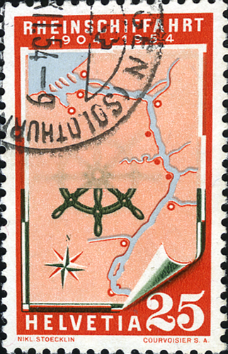25 Rp. Rheinschiffahrt, &quot;Fehlender Gründruck&quot;