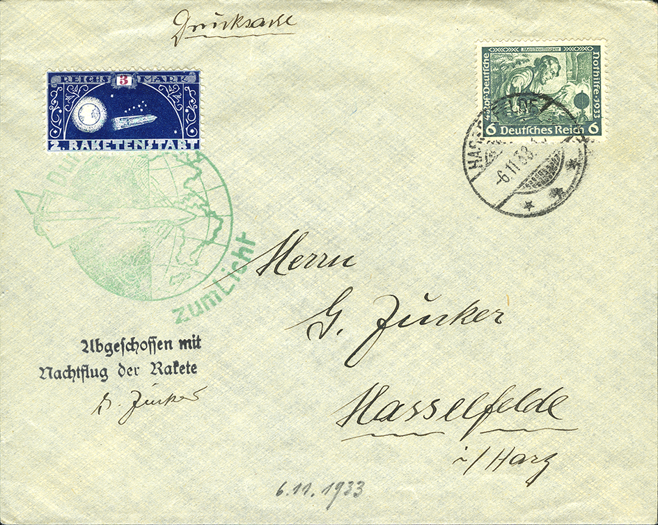 1933, Raketenpost &quot;Durch Nacht zum Licht I&quot;