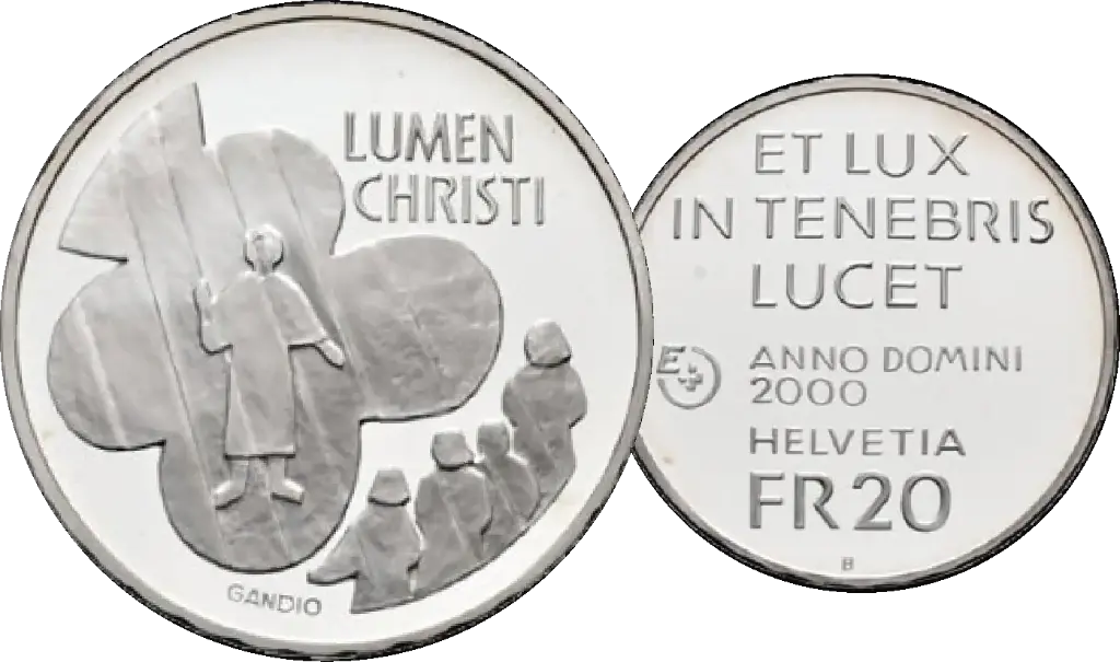 2000, 20 Fr. Gedenkmünzen "Lumen Christi", Probeprägung