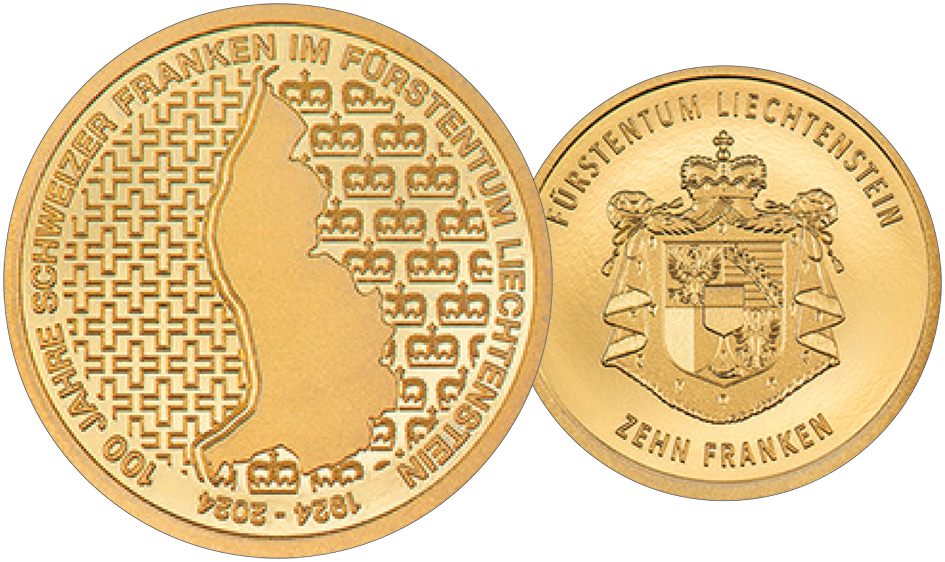 2024, 10 Franken "100 Jahre Schweizer Franken im Fürstentum Liechtenstein"