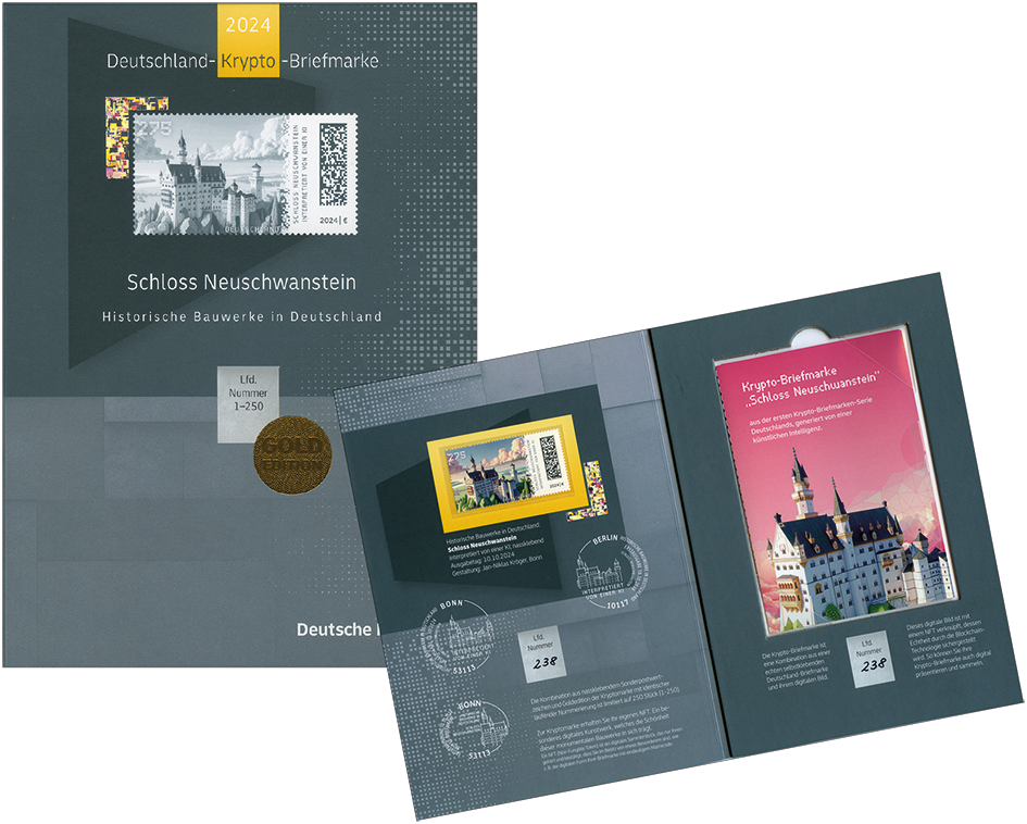 Krypto-Briefmarke &quot;Schloss Neuschwanstein&quot; GOLD-Edition