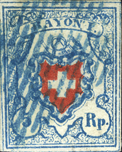 5 Rp. hellblau-rot, Type 32, unbekannter Stein (RO)