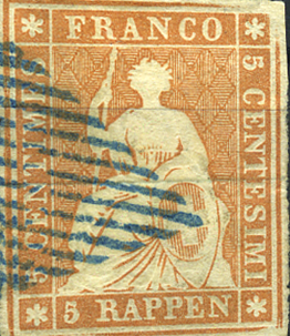 5 Rp. braunorange, Münchner Druck, 1. Druckperiode