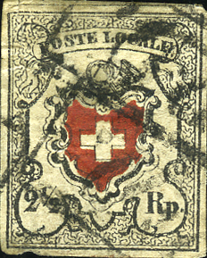 2 1-2 Rp. tiefschwarz-rot, Type 13