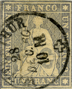 1 Fr. grau, Berner Druck, 2. Druckperiode, Bogenrand