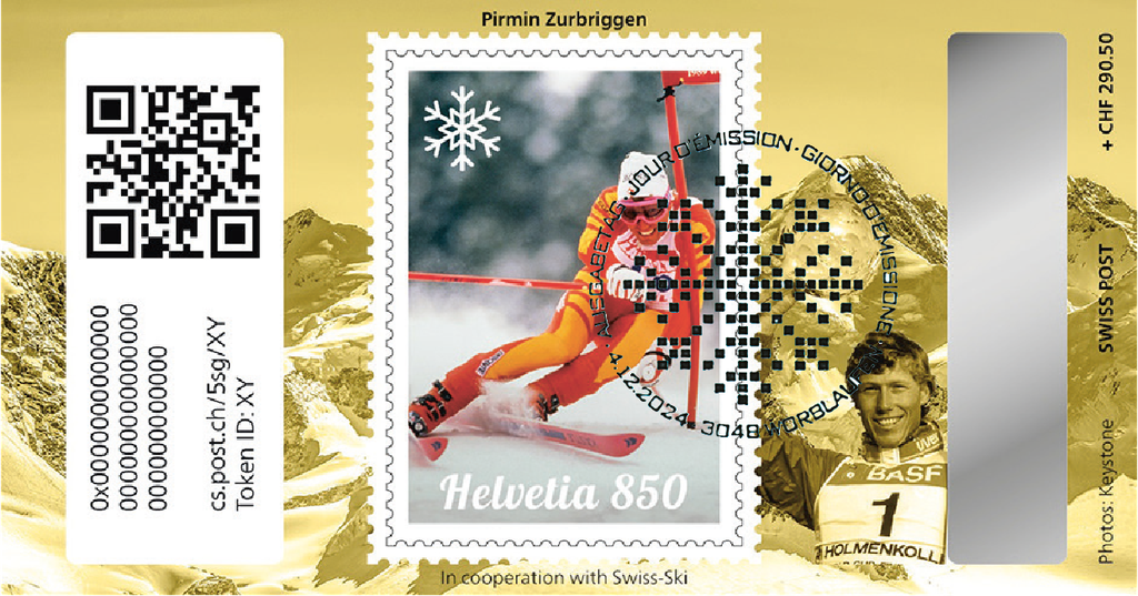 2024, Crypto Stamp &quot;Pirmin Zurbriggen&quot; - Gold Edition