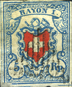 1851 Rayon I, ohne Kreuzeinfassung, 5 Rp. hellblau, 