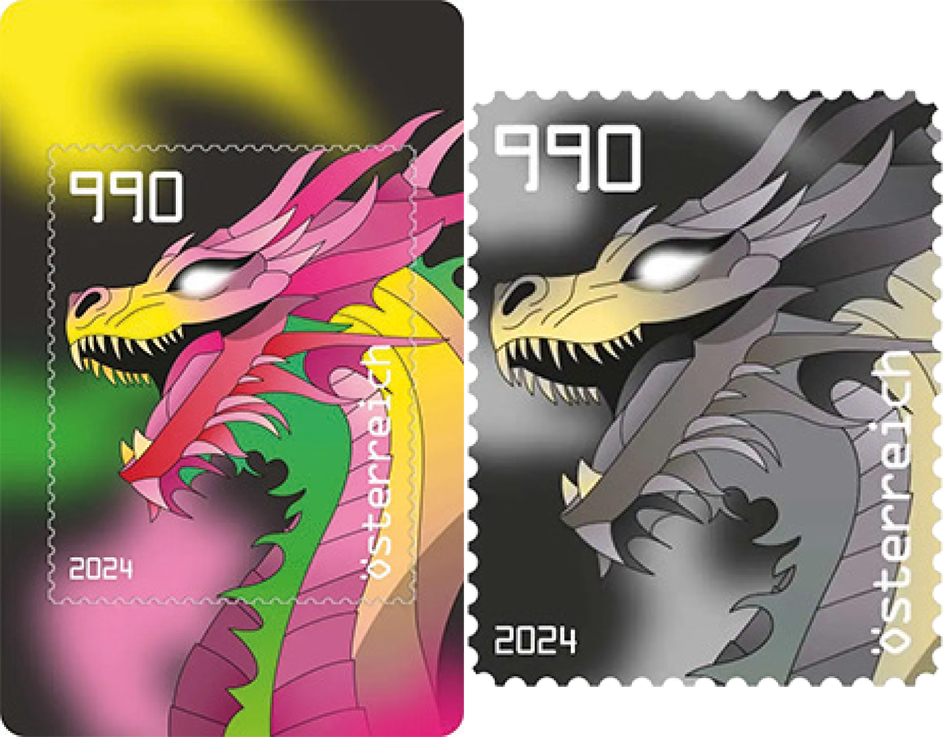 2024, Crypto Stamp "Drache schwarz", Österreich
