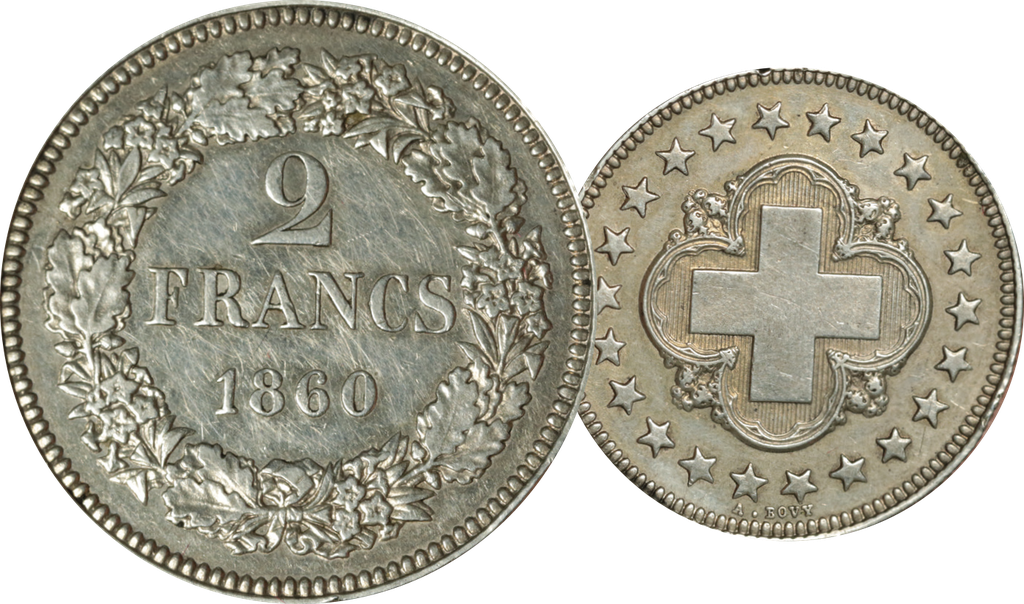 1860, 2 Fr. Silber-Kursmünze, Probeprägung