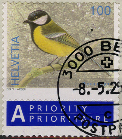 100 Rp. Kohlmeise, "Stark nach oben verschobener Druck"