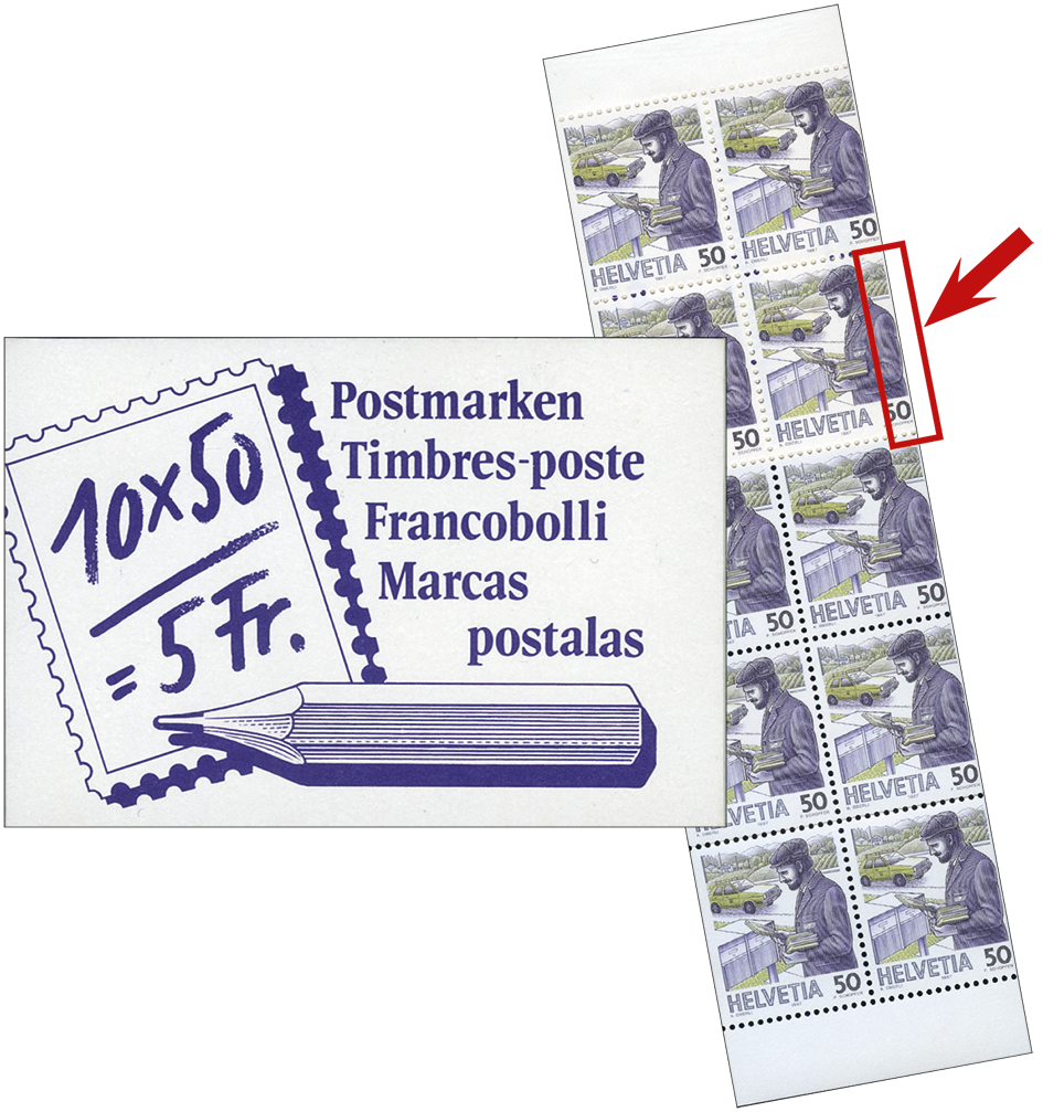 50 Rp. Postbote heute, "Stark verschobener Schnitt"
