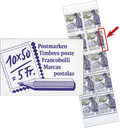 50 Rp. Postbote heute, "Stark verschobener Schnitt"