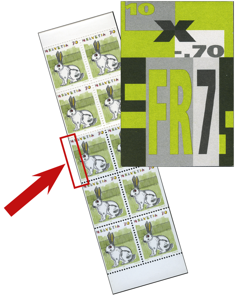 70 Rp.Kaninchen , "Stark verschobener Schnitt"