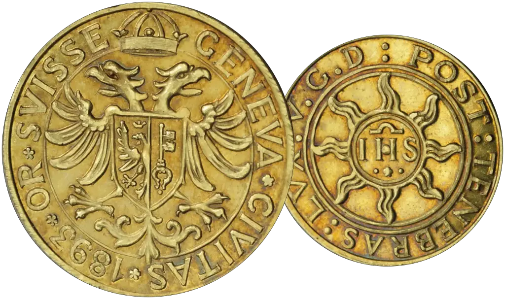 1893, Genf, Gondo-Gold Prägung